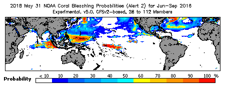 Current Bleaching Heat Stress Outlook Probability - Alert Level 2