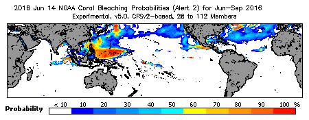 Current Bleaching Heat Stress Outlook Probability - Alert Level 2