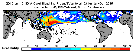 Current Bleaching Heat Stress Outlook Probability - Alert Level 2