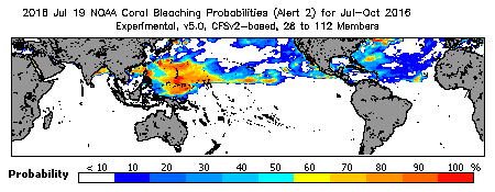 Current Bleaching Heat Stress Outlook Probability - Alert Level 2