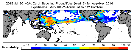 Current Bleaching Heat Stress Outlook Probability - Alert Level 2