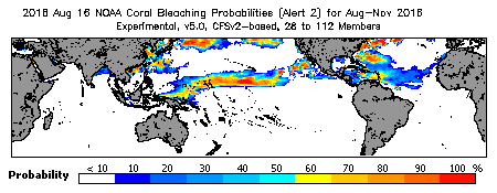 Current Bleaching Heat Stress Outlook Probability - Alert Level 2