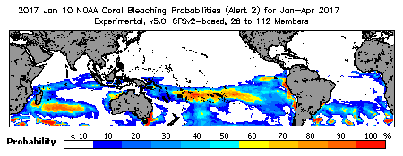 Current Bleaching Heat Stress Outlook Probability - Alert Level 2