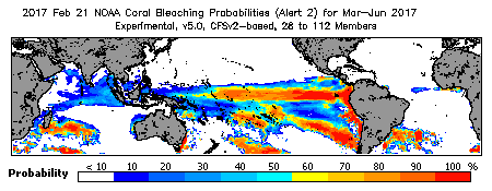 Current Bleaching Heat Stress Outlook Probability - Alert Level 2