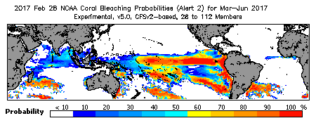 Current Bleaching Heat Stress Outlook Probability - Alert Level 2