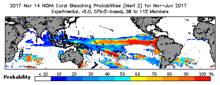 Current Bleaching Heat Stress Outlook Probability - Alert Level 2