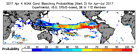 Current Bleaching Heat Stress Outlook Probability - Alert Level 2