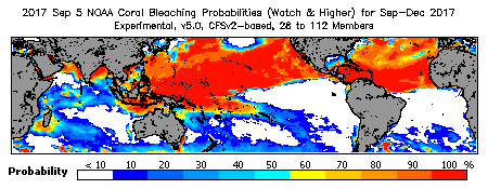 Current Bleaching Heat Stress Outlook Probability - Watch and higher