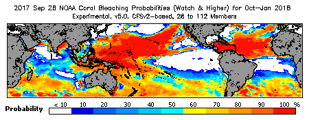 Current Bleaching Heat Stress Outlook Probability - Watch and higher