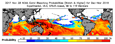 Current Bleaching Heat Stress Outlook Probability - Watch and higher