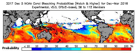 Current Bleaching Heat Stress Outlook Probability - Watch and higher