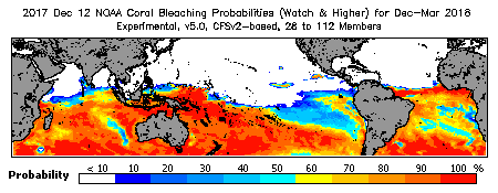 Current Bleaching Heat Stress Outlook Probability - Watch and higher