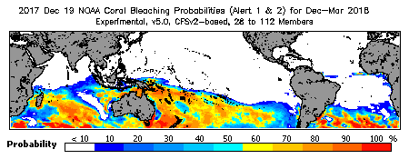 Current Bleaching Heat Stress Outlook Probability - Alert Levels 1 and 2