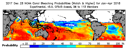 Current Bleaching Heat Stress Outlook Probability - Watch and higher