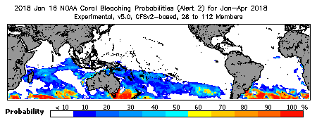 Current Bleaching Heat Stress Outlook Probability - Alert Level 2