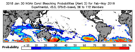 Current Bleaching Heat Stress Outlook Probability - Alert Level 2