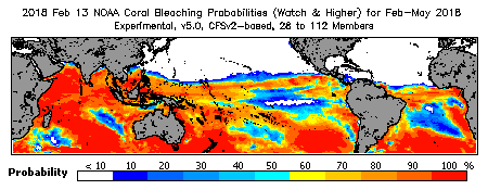 Current Bleaching Heat Stress Outlook Probability - Watch and higher