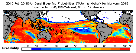 Current Bleaching Heat Stress Outlook Probability - Watch and higher