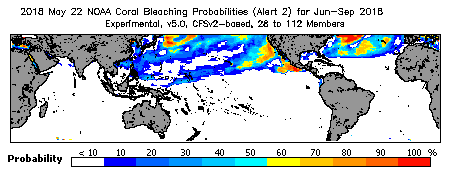 Current Bleaching Heat Stress Outlook Probability - Alert Level 2