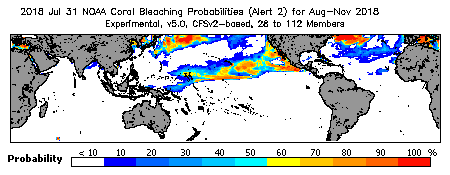 Current Bleaching Heat Stress Outlook Probability - Alert Level 2