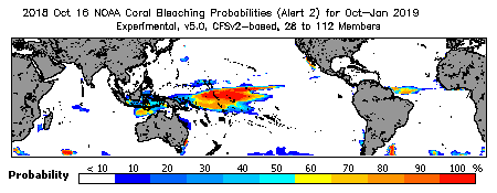 Current Bleaching Heat Stress Outlook Probability - Alert Level 2