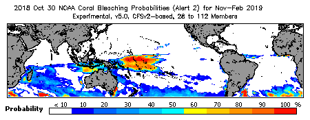 Current Bleaching Heat Stress Outlook Probability - Alert Level 2