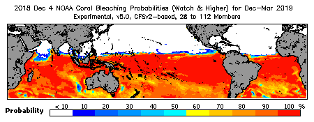 Current Bleaching Heat Stress Outlook Probability - Watch and higher