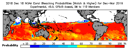 Current Bleaching Heat Stress Outlook Probability - Watch and higher