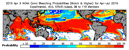 Current Bleaching Heat Stress Outlook Probability - Watch and higher