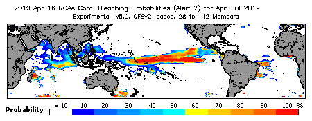 Current Bleaching Heat Stress Outlook Probability - Alert Level 2