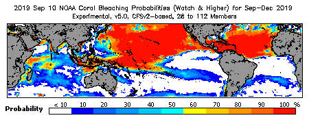 Current Bleaching Heat Stress Outlook Probability - Watch and higher