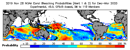 Current Bleaching Heat Stress Outlook Probability - Alert Levels 1 and 2