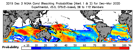 Current Bleaching Heat Stress Outlook Probability - Alert Levels 1 and 2