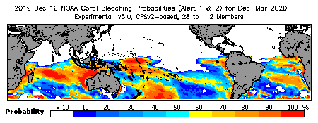 Current Bleaching Heat Stress Outlook Probability - Alert Levels 1 and 2