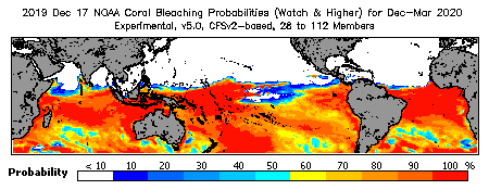 Current Bleaching Heat Stress Outlook Probability - Watch and higher