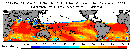 Current Bleaching Heat Stress Outlook Probability - Watch and higher