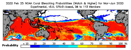 Current Bleaching Heat Stress Outlook Probability - Watch and higher