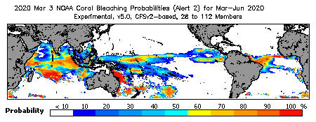 Current Bleaching Heat Stress Outlook Probability - Alert Level 2