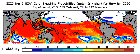 Current Bleaching Heat Stress Outlook Probability - Watch and higher