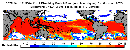 Current Bleaching Heat Stress Outlook Probability - Watch and higher