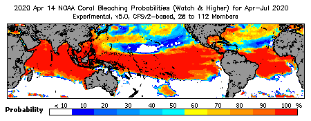 Current Bleaching Heat Stress Outlook Probability - Watch and higher