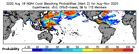 Current Bleaching Heat Stress Outlook Probability - Alert Level 2