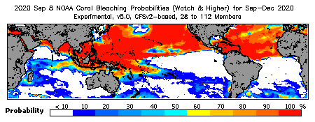 Current Bleaching Heat Stress Outlook Probability - Watch and higher