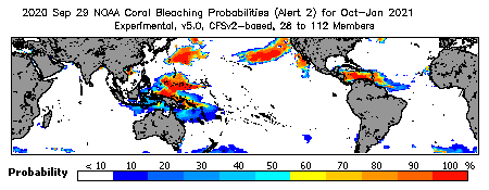 Current Bleaching Heat Stress Outlook Probability - Alert Level 2