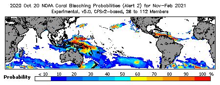 Current Bleaching Heat Stress Outlook Probability - Alert Level 2