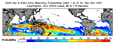 Current Bleaching Heat Stress Outlook Probability - Alert Levels 1 and 2