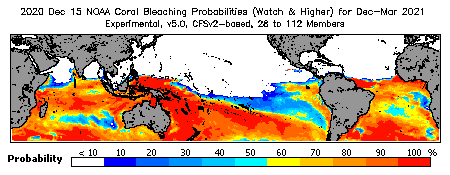 Current Bleaching Heat Stress Outlook Probability - Watch and higher