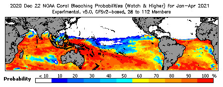 Current Bleaching Heat Stress Outlook Probability - Watch and higher