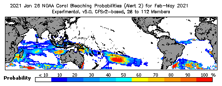 Current Bleaching Heat Stress Outlook Probability - Alert Level 2