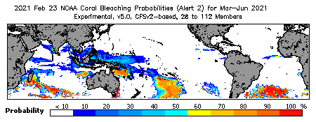 Current Bleaching Heat Stress Outlook Probability - Alert Level 2